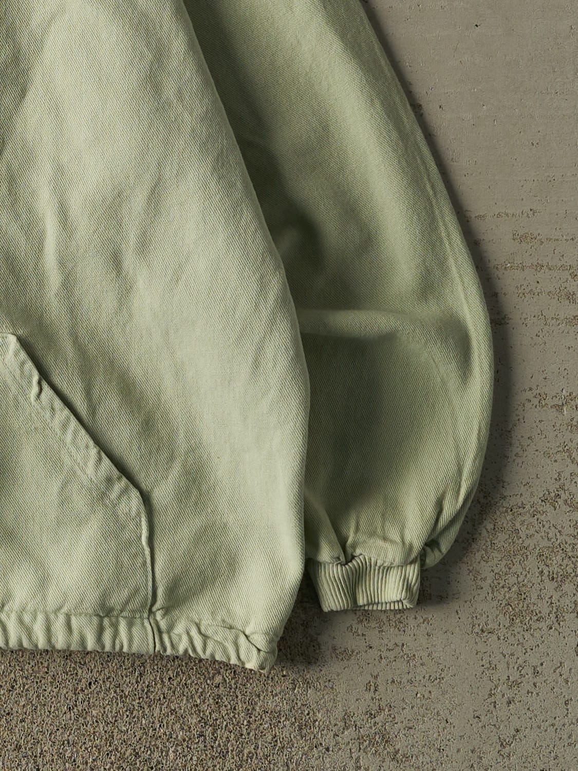 Vintage 90s Pastel Green Quarter Button Lightweight Hoodie (L)
