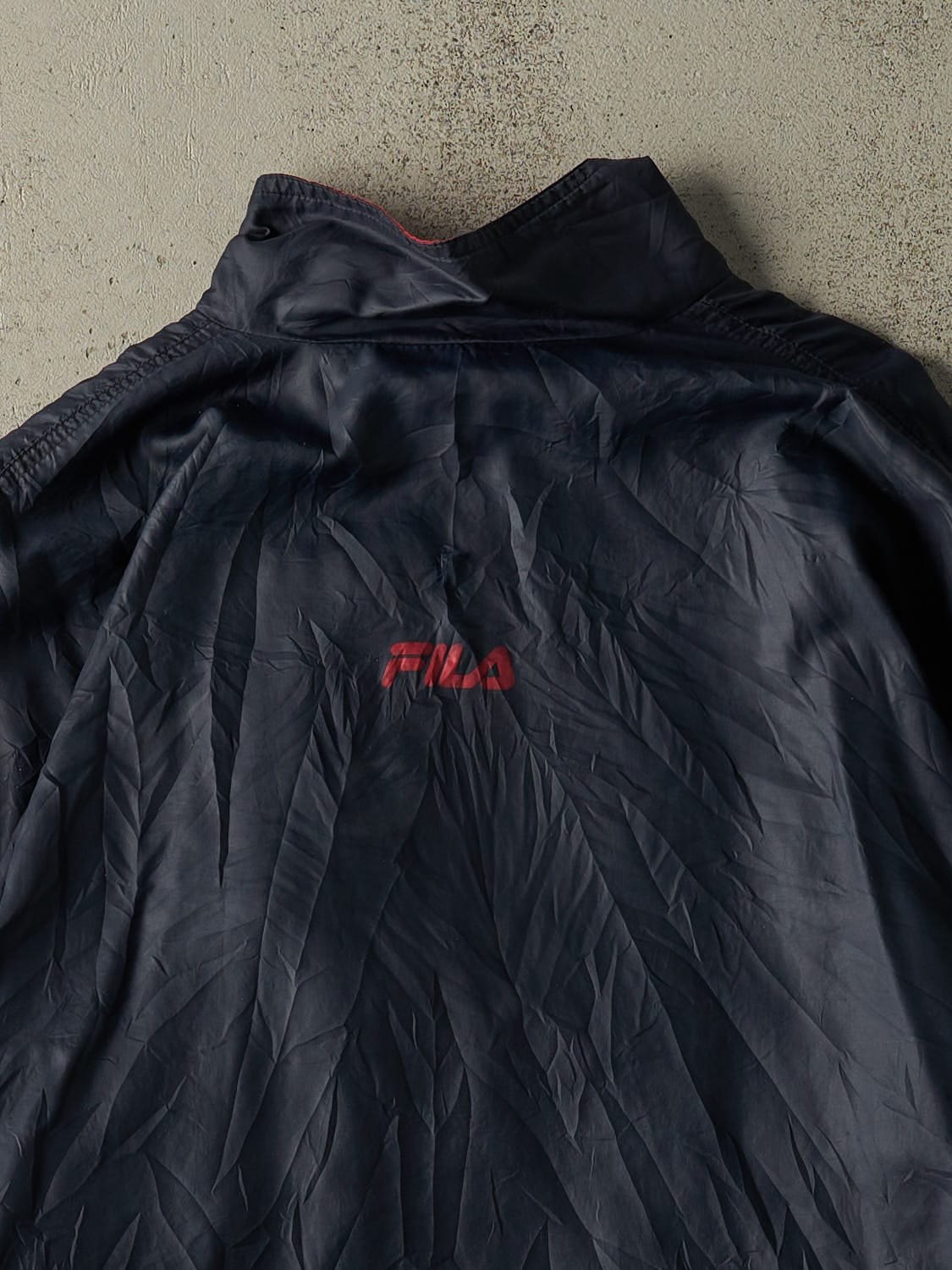 Vintage 90s Navy Blue Fila Windbreaker Jacket (XL/XXL)