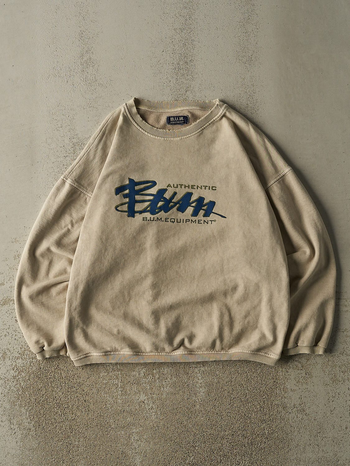 Vintage 90s Beige Bum Equipment Crewneck (XL)
