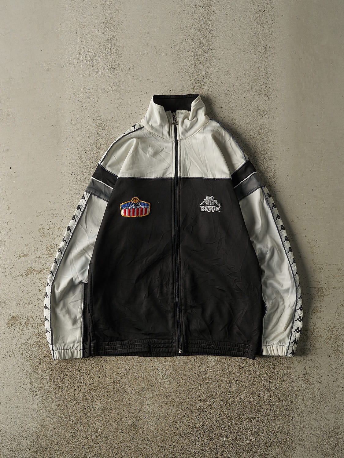 Vintage 90s Black & White Kappa Zip Up Track Sweater (S/M)