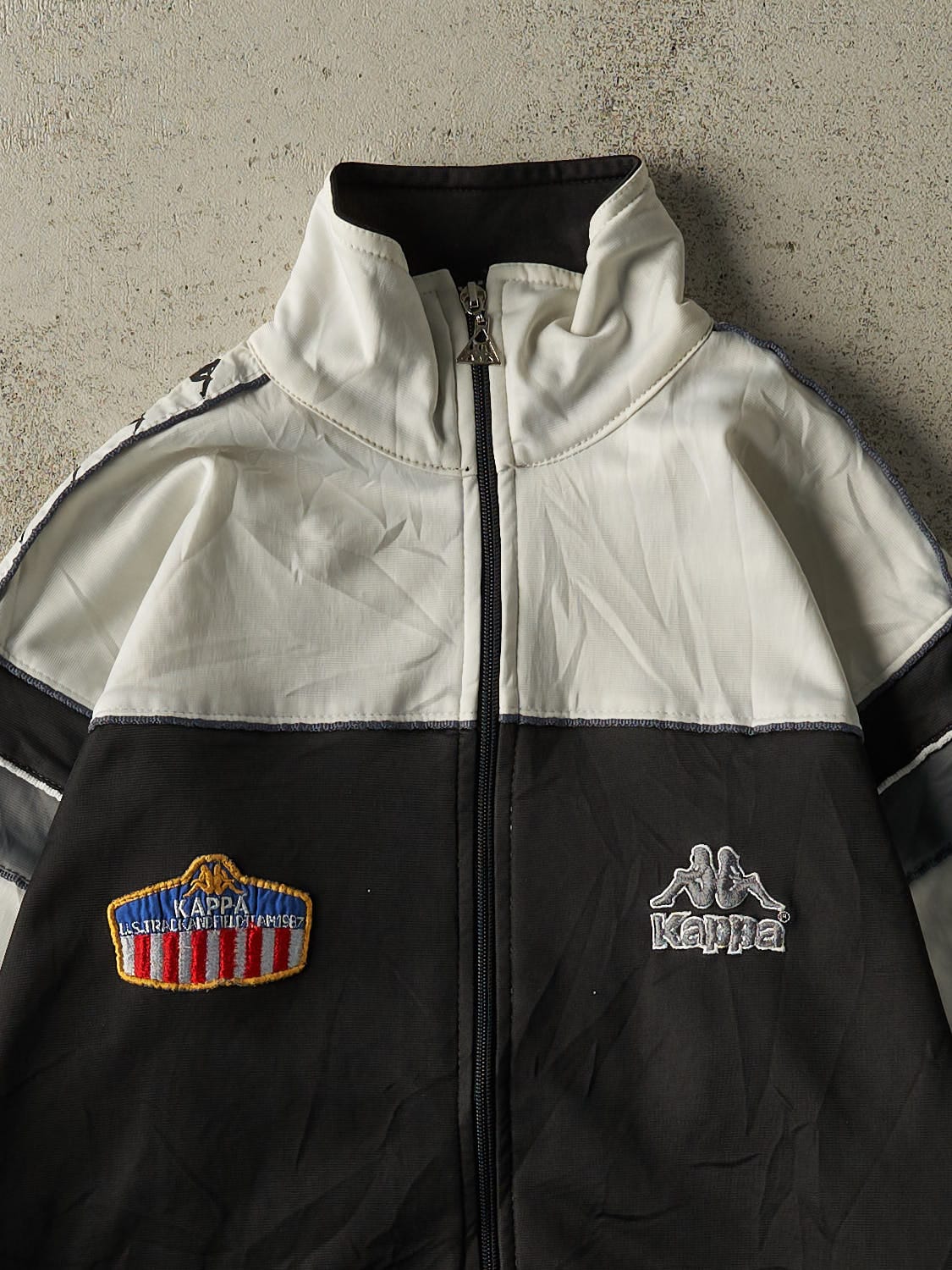 Vintage 90s Black & White Kappa Zip Up Track Sweater (S/M)
