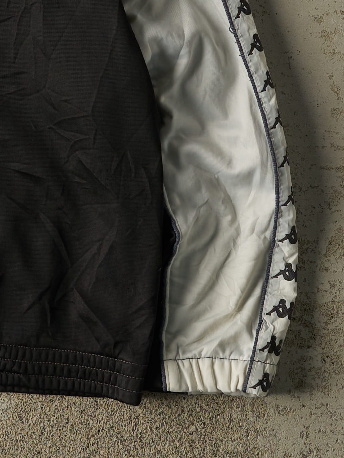 Vintage 90s Black & White Kappa Zip Up Track Sweater (S/M)