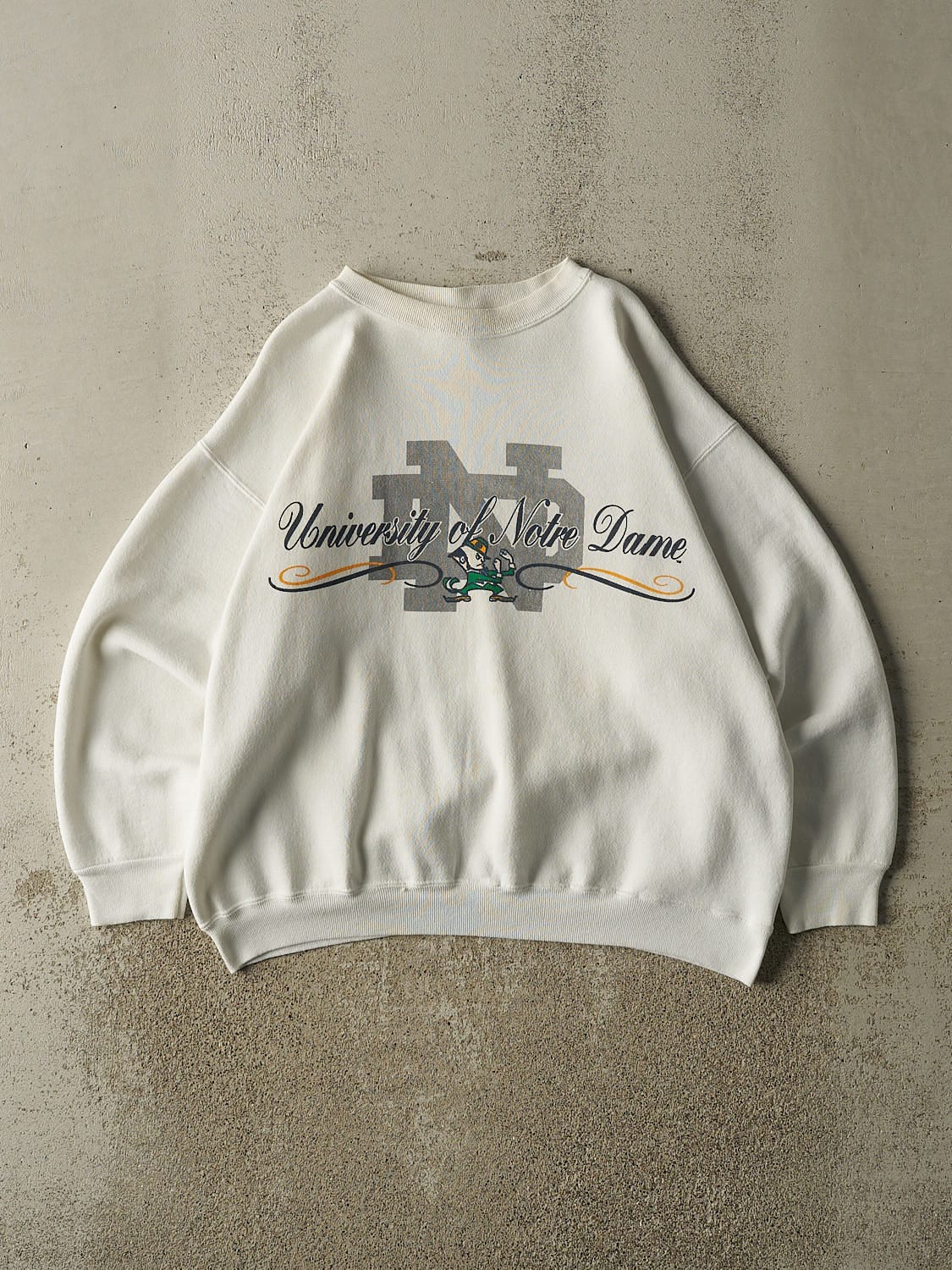 Vintage 80s White University of Notre Dame Crewneck (L/XL)