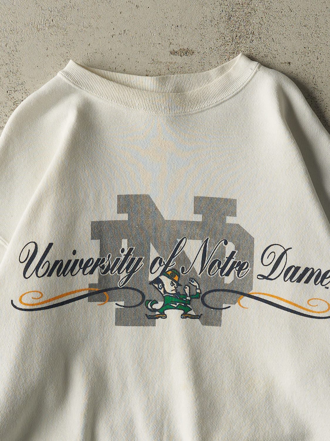 Vintage 80s White University of Notre Dame Crewneck (L/XL)