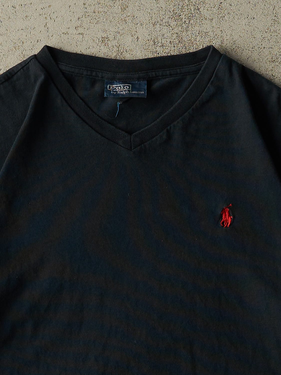 Vintage 90s Black Polo Embroidered Tee (M)