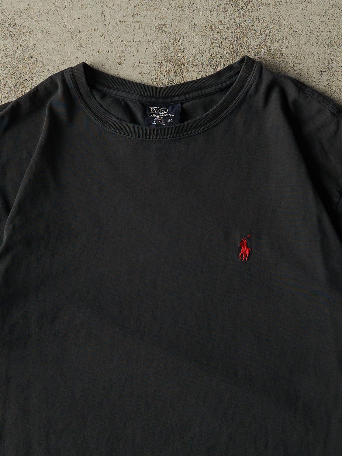 Vintage 90s Black Polo Embroidered Tee (M/L)