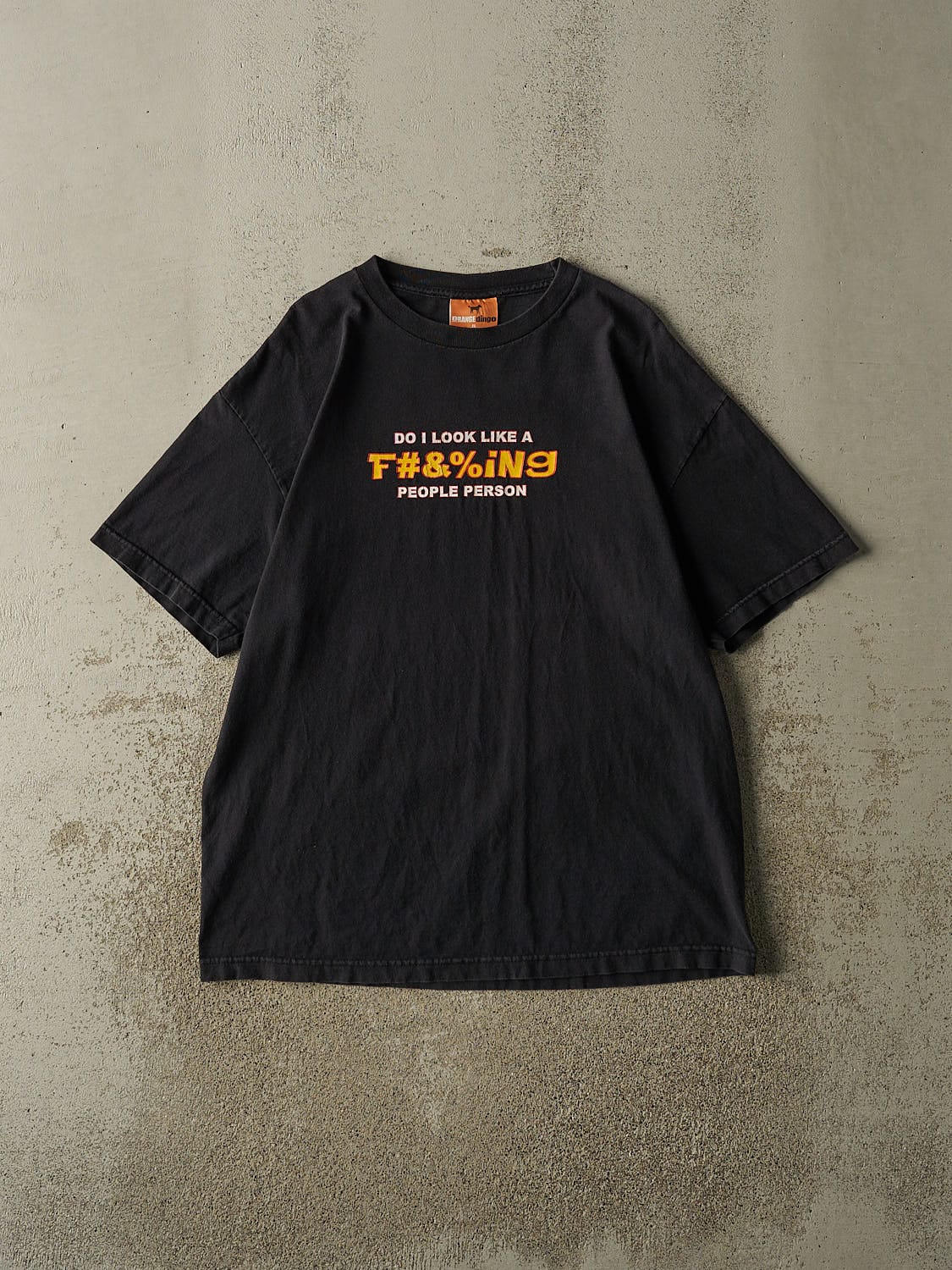 Vintage Y2K Black "People Person" Slogan Tee (L/XL)