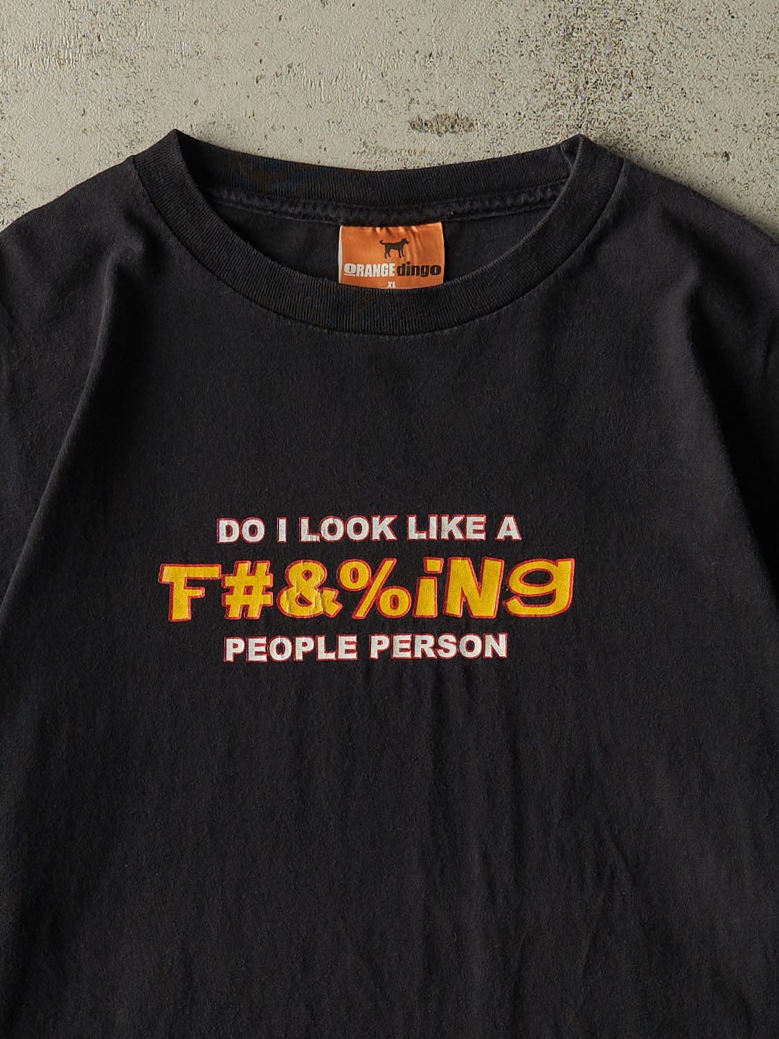 Vintage Y2K Black "People Person" Slogan Tee (L/XL)