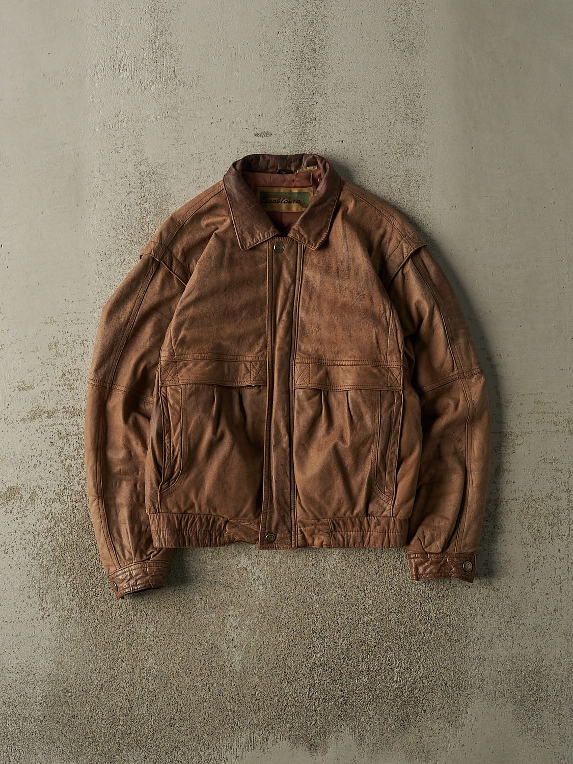 Vintage 80s Brown Leather Bomber Jacket (S/M) – Rebalance Vintage