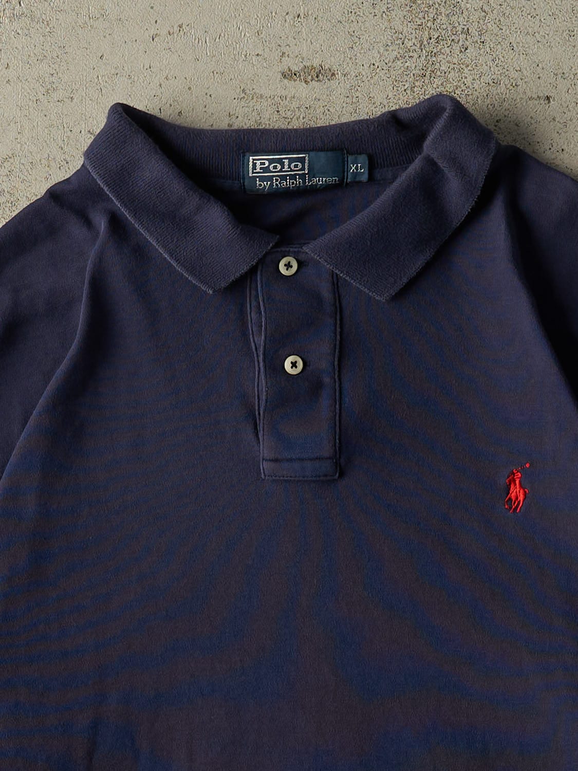 Vintage 90s Navy Blue Polo Quarter Button Tee (L/XL)