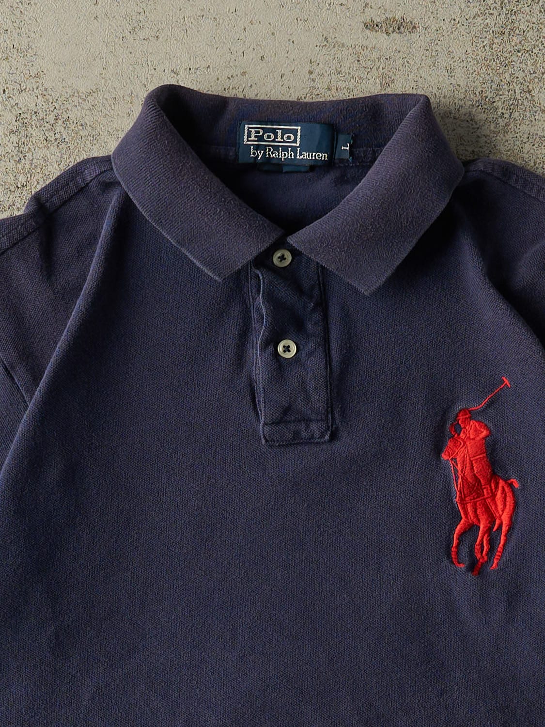 Vintage 90s Navy Blue Polo Quarter Button Tee (S/M)
