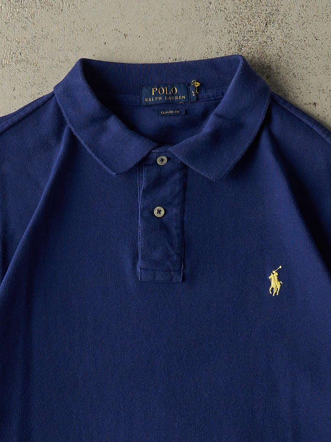 Vintage Y2K Royal Blue Polo Quarter Button Tee (L/XL)