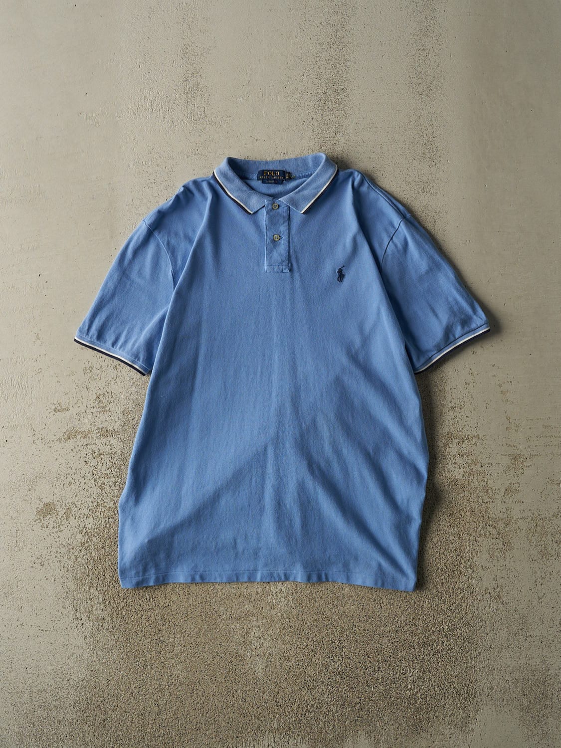 Vintage Y2K Baby Blue Polo Quarter Button Tee (XL)