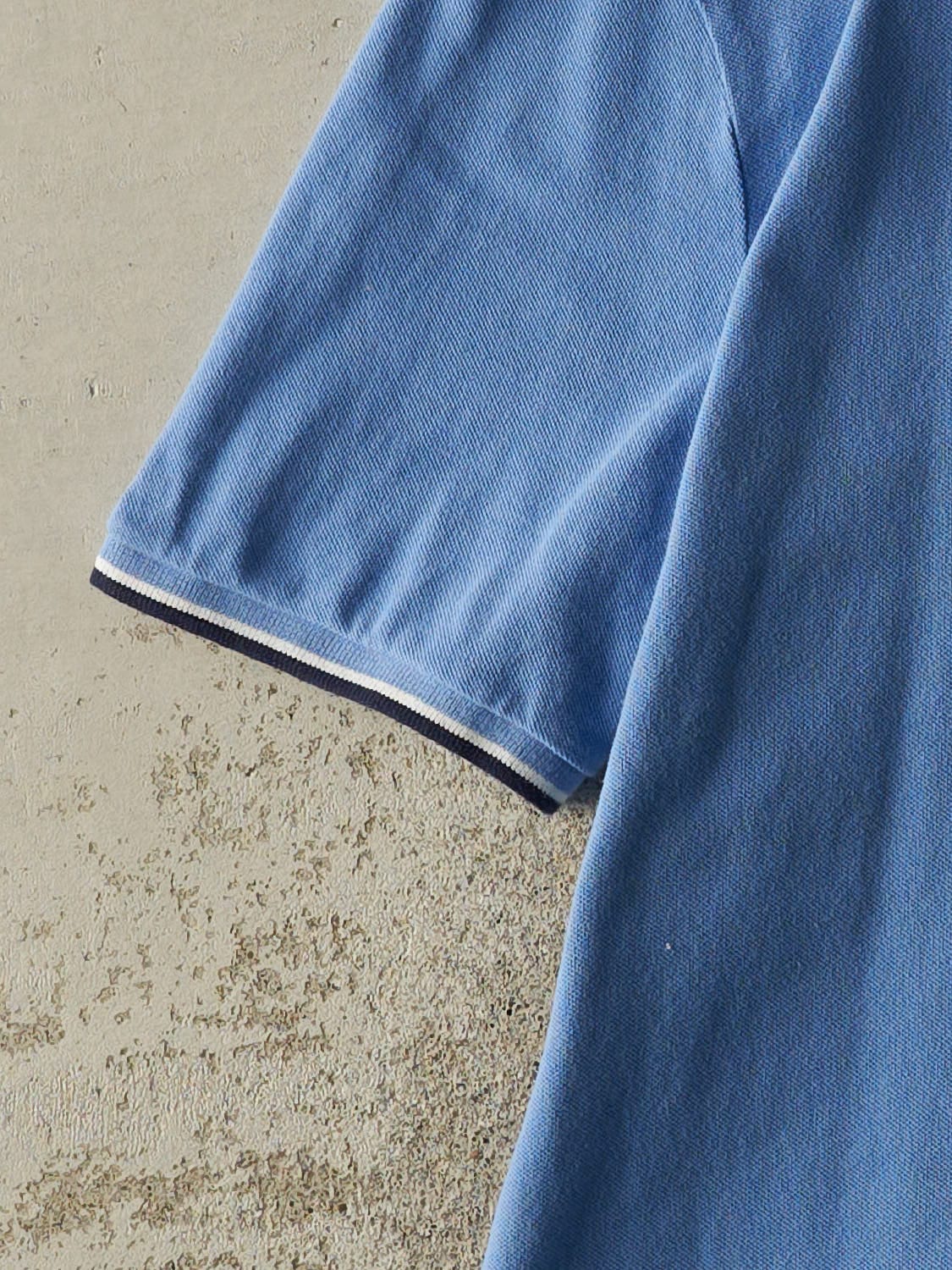 Vintage Y2K Baby Blue Polo Quarter Button Tee (XL)