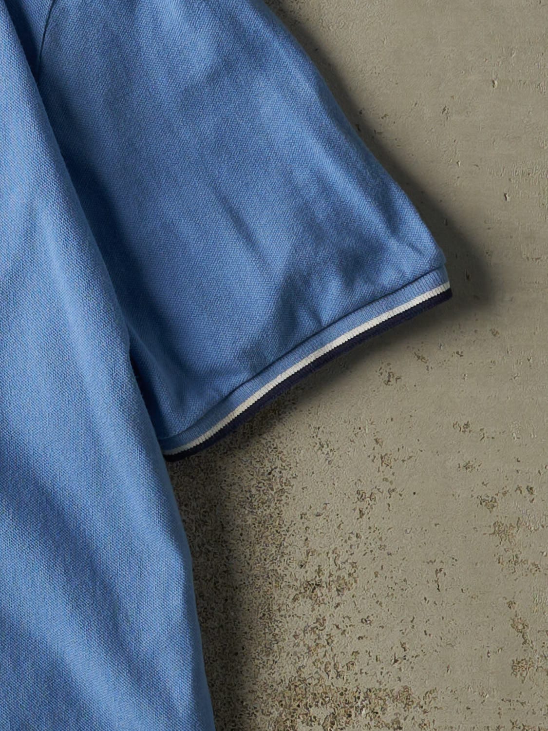 Vintage Y2K Baby Blue Polo Quarter Button Tee (XL)