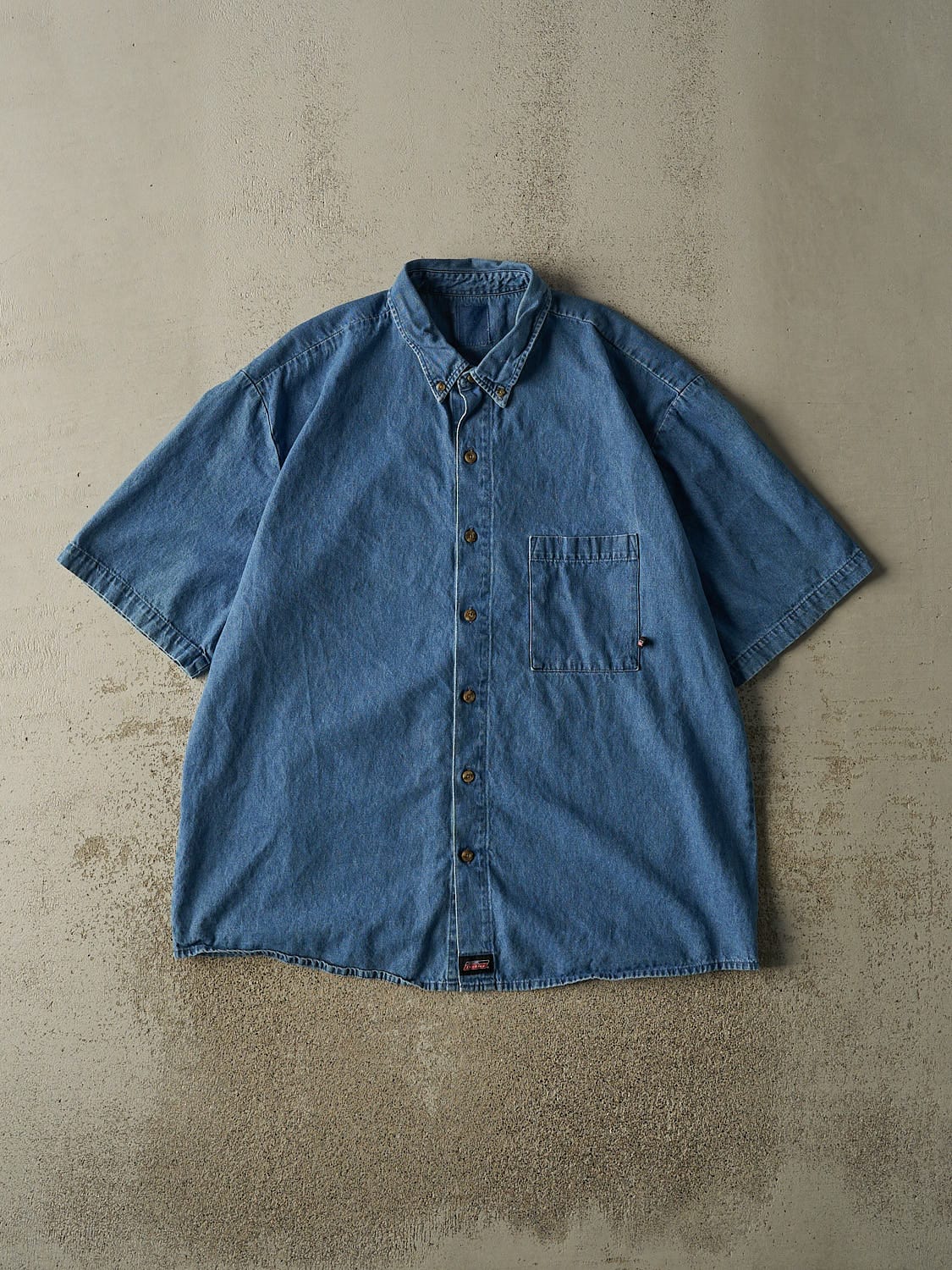 Vintage Y2K Mid Wash Dickies Denim Button Up Tee (XXL/XXXL)