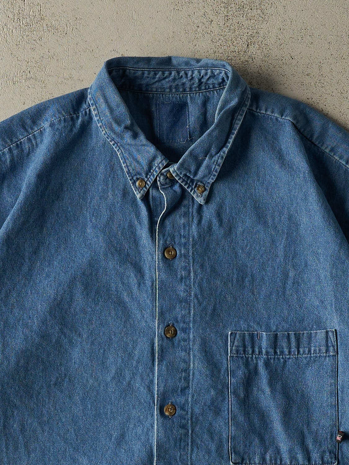 Vintage Y2K Mid Wash Dickies Denim Button Up Tee (XXL/XXXL)