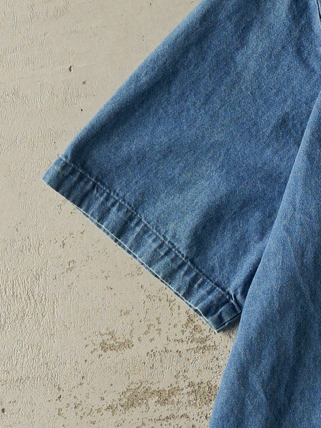 Vintage Y2K Mid Wash Dickies Denim Button Up Tee (XXL/XXXL)