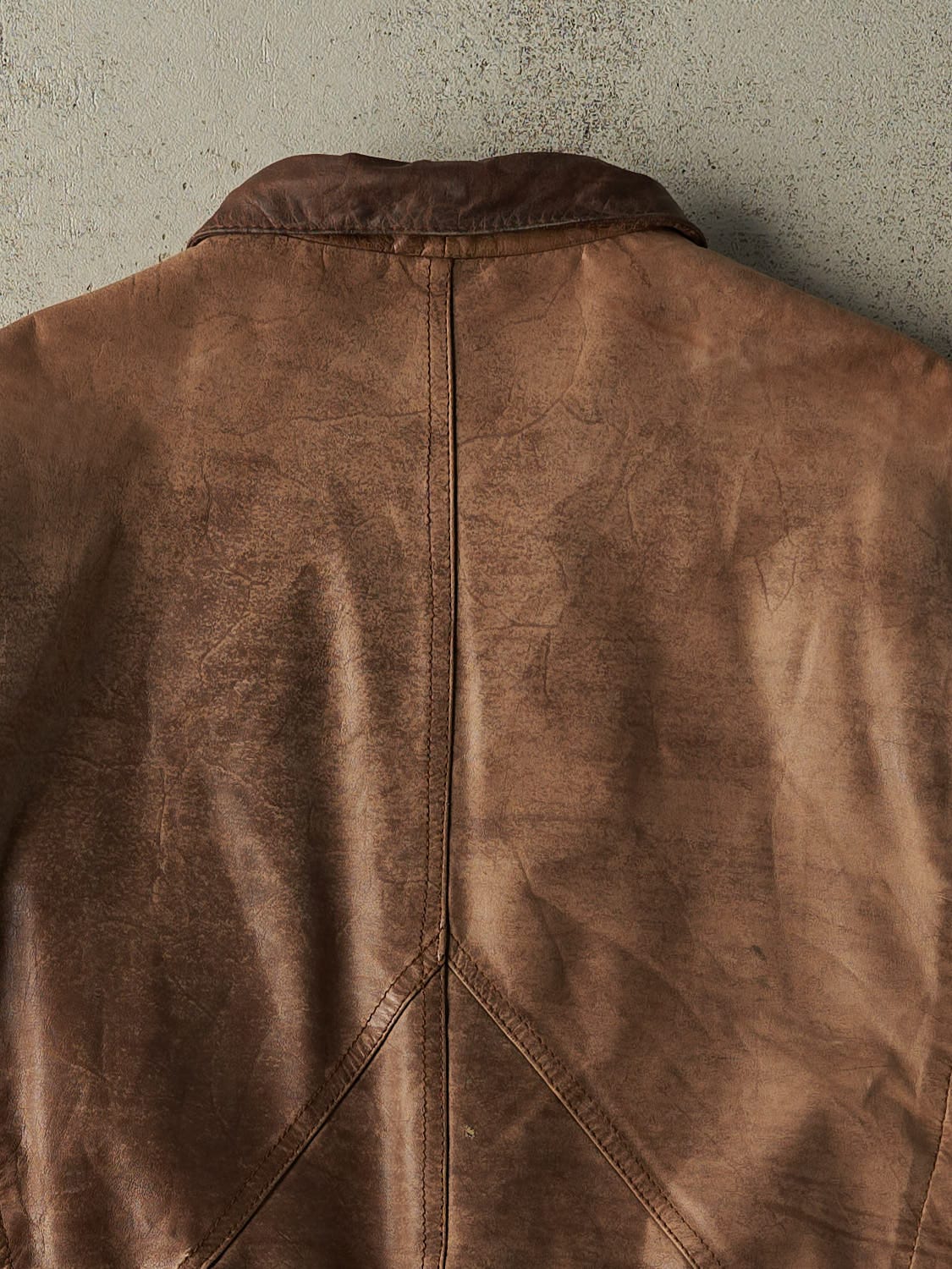 Vintage 80s Brown Leather Bomber Jacket (S/M)