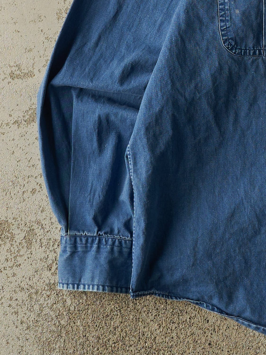 Vintage Y2K Dark Wash Nautica Embroidered Denim Button Up Tee (L/XL)