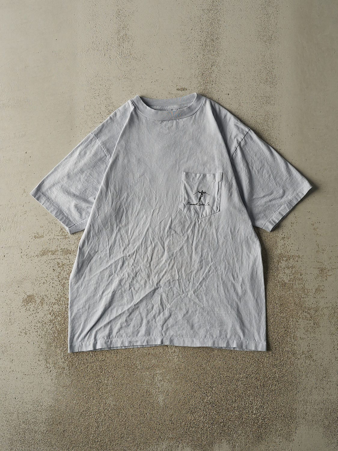 Vintage 90s Baby Blue Mammoth Lakes No Guts No Glory Pocket Tee (L)