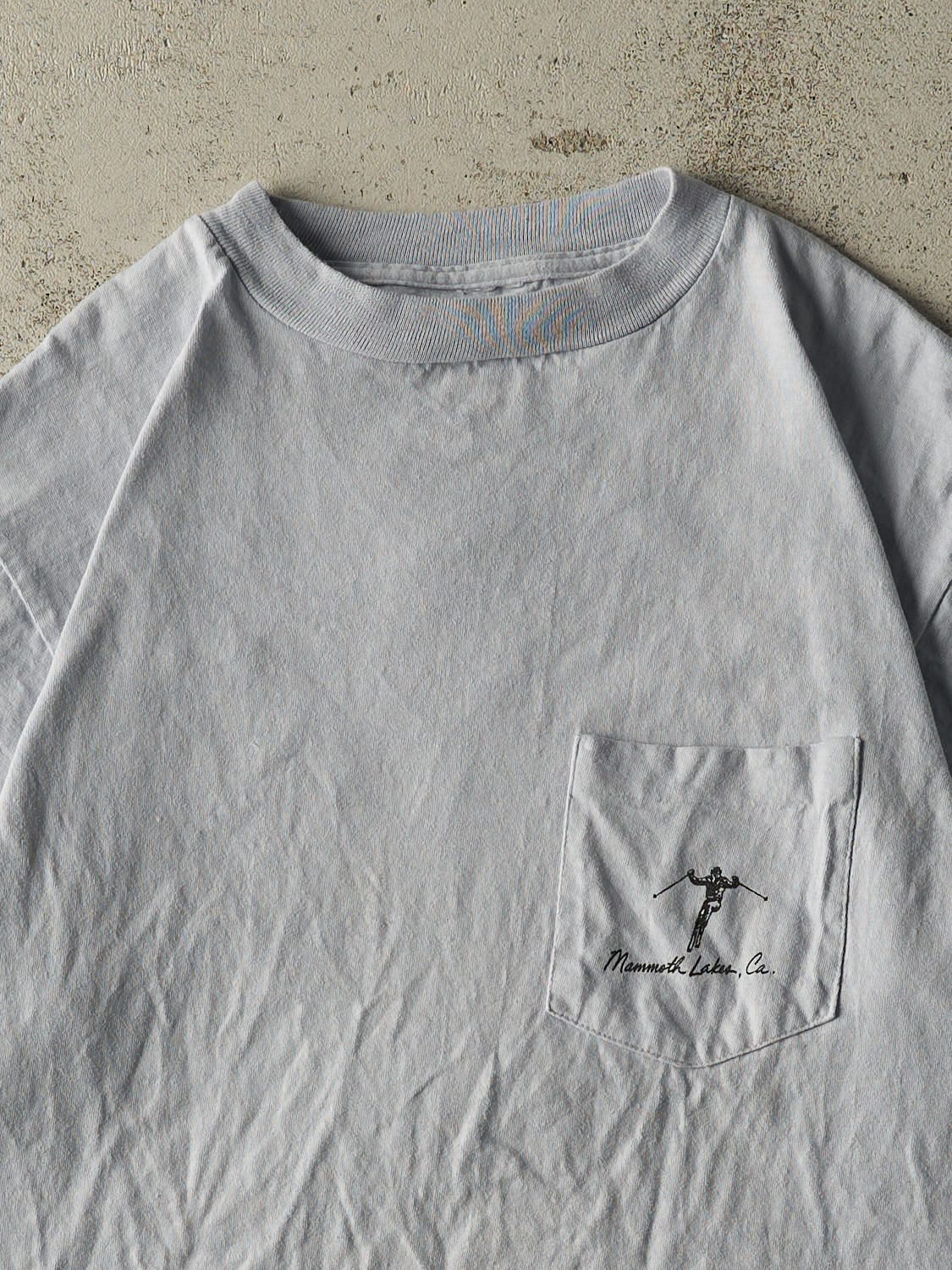 Vintage 90s Baby Blue Mammoth Lakes No Guts No Glory Pocket Tee (L)