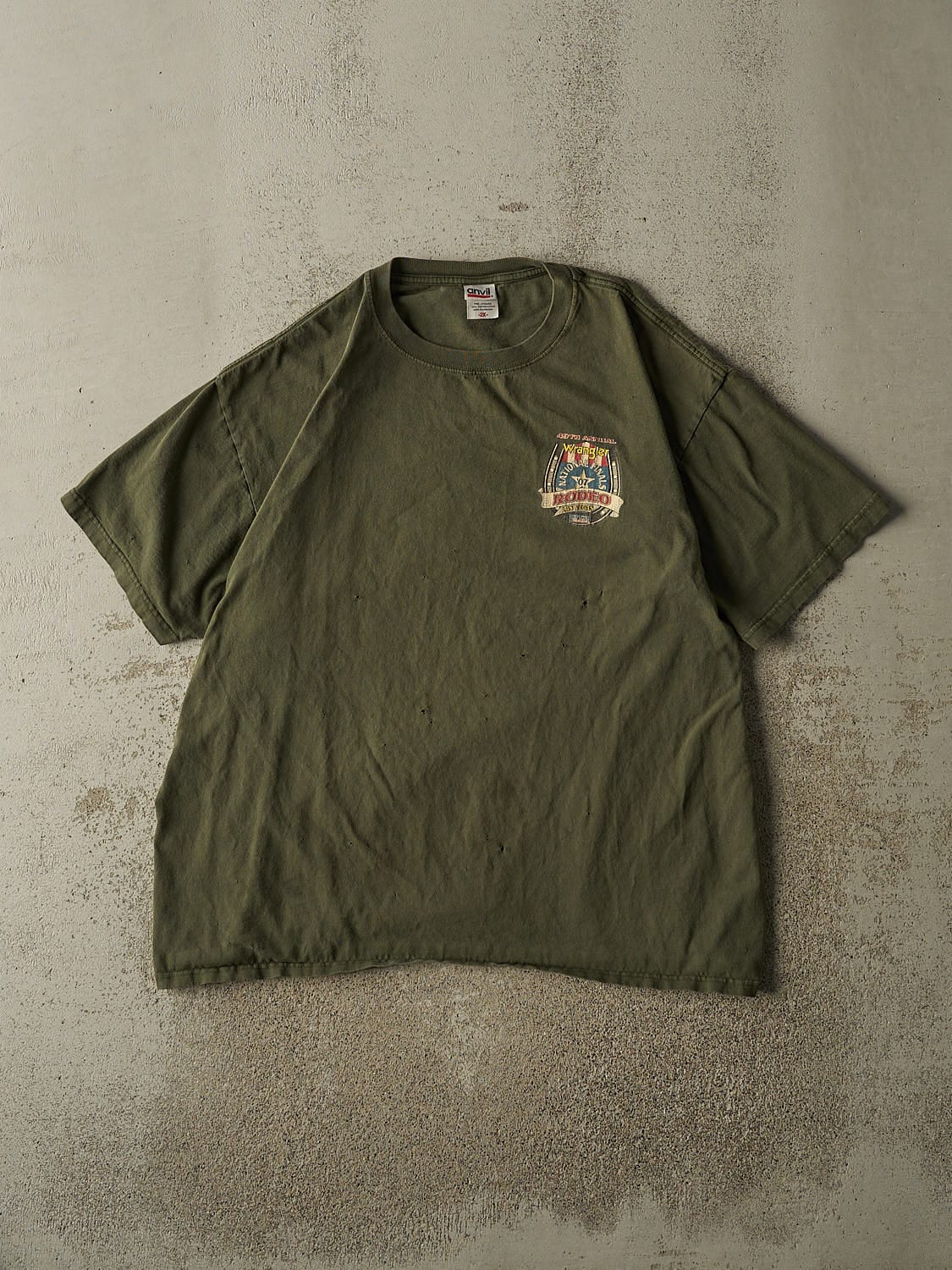 Vintage 07' Sun Faded Green Wrangler Rodeo Las Vegas Tee (XL)