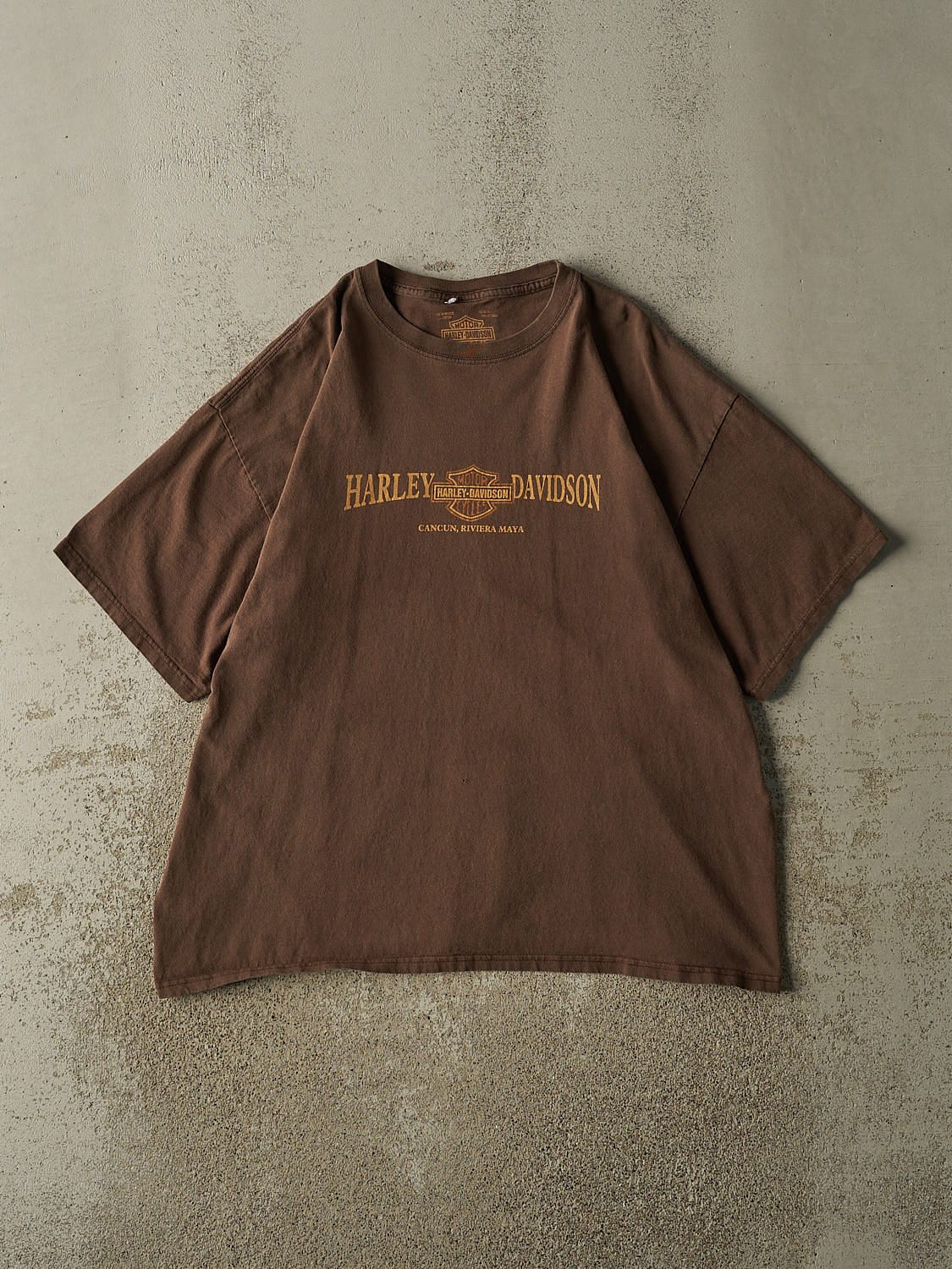 Vintage Y2K Sun Faded Brown Harley Davidson Cancun Tee (L/XL)