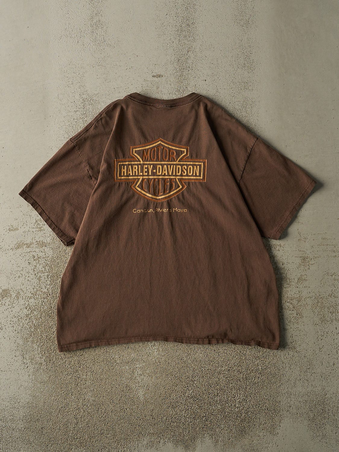Vintage Y2K Sun Faded Brown Harley Davidson Cancun Tee (L/XL)