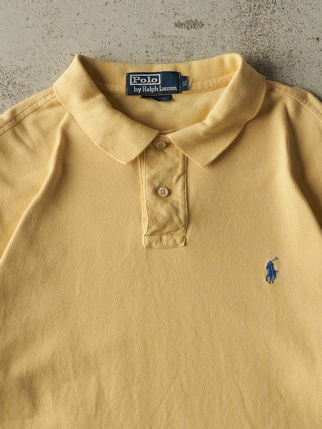 Vintage 90s Yellow Polo Quarter Button Tee (L/XL)