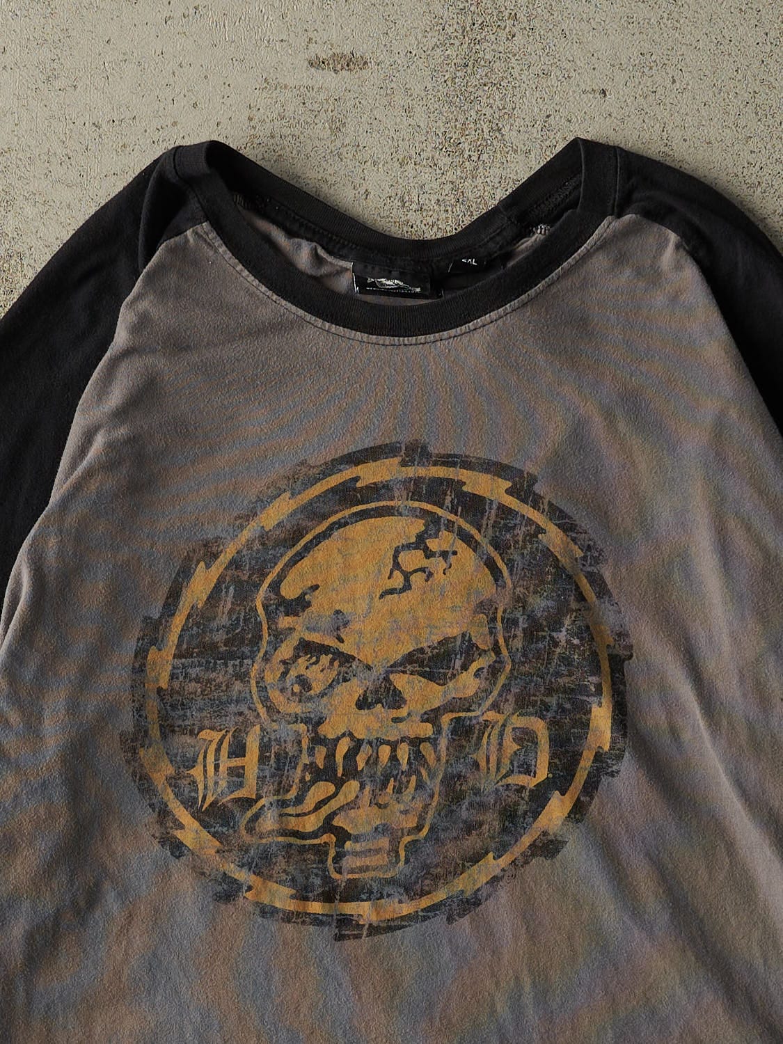 Vintage Y2K Charcoal Grey & Black Harley Davidson Long Sleeve (L/XL)