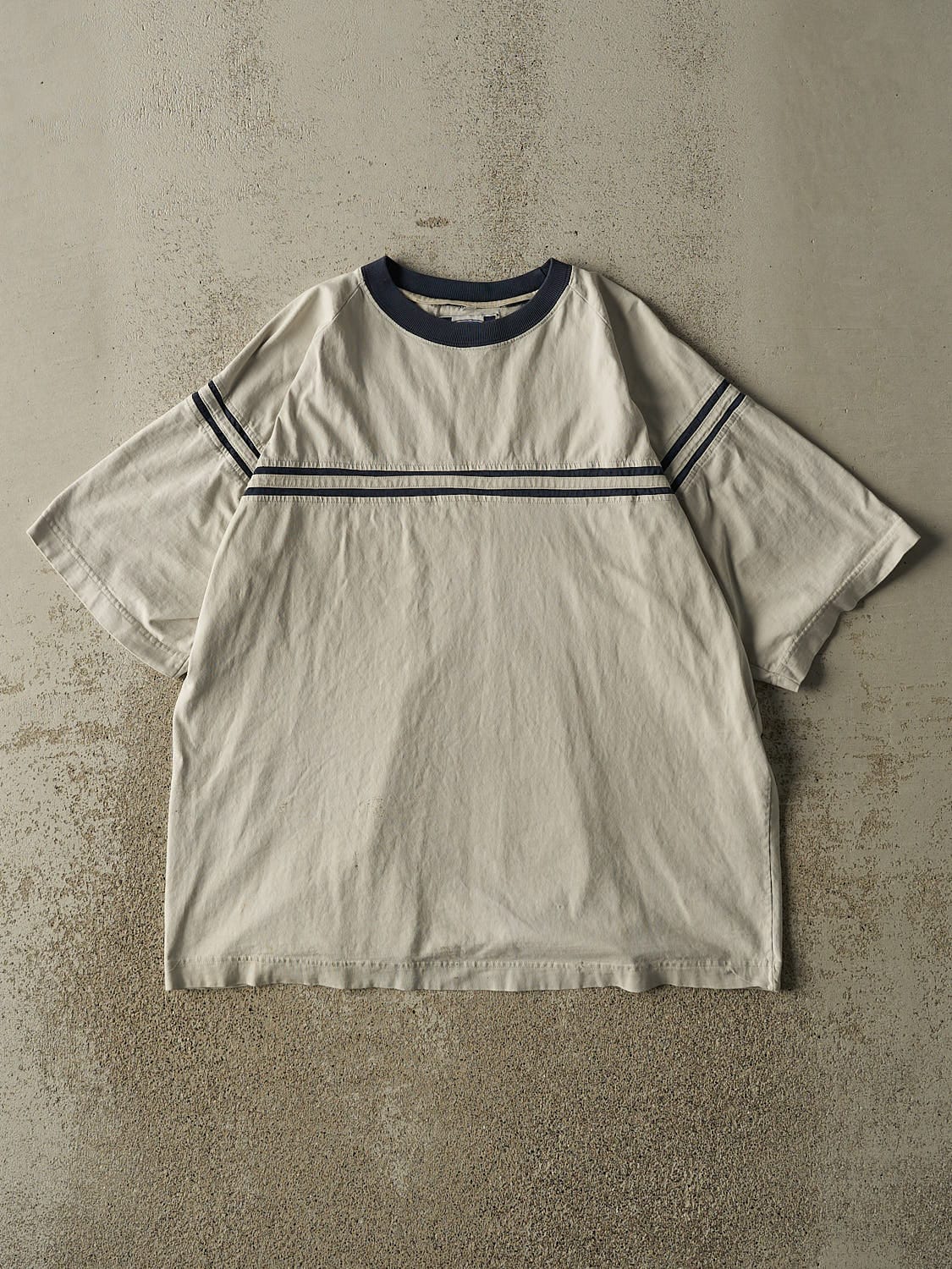 Vintage 90s Beige Point Zero Striped Tee (L/XL)