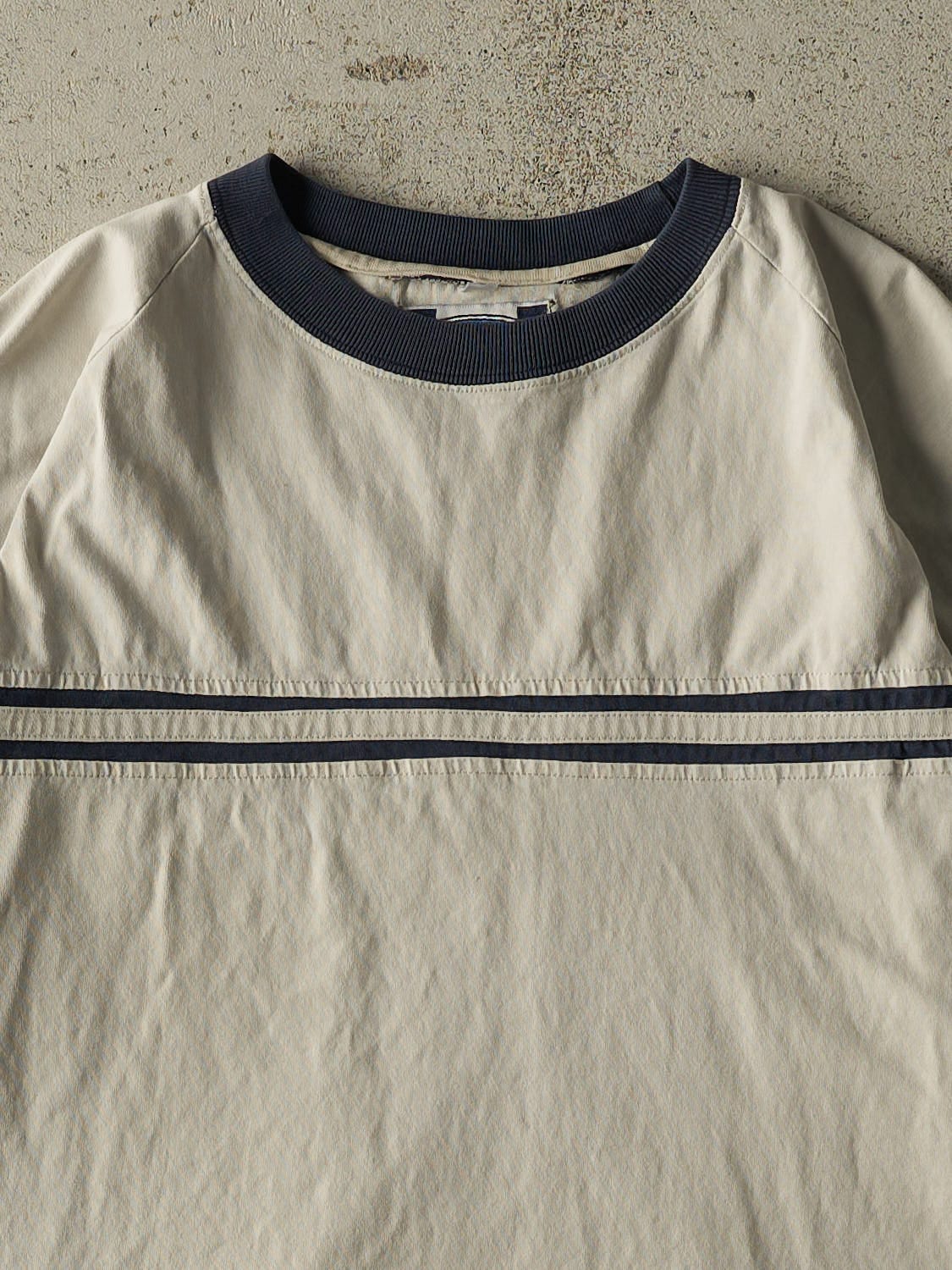Vintage 90s Beige Point Zero Striped Tee (L/XL)