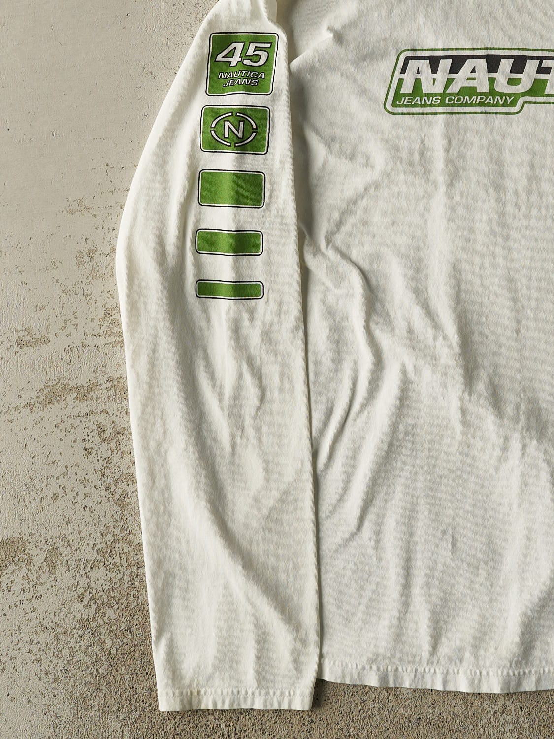 Vintage 90s White Nautica Jeans Long Sleeve (L/XL)