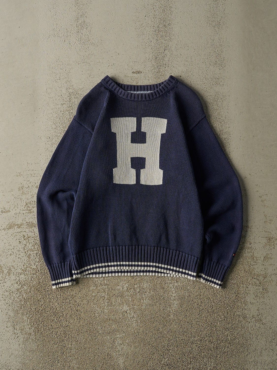 Vintage 90s Navy Blue Tommy Hilfiger Knit Sweater (XS/S)
