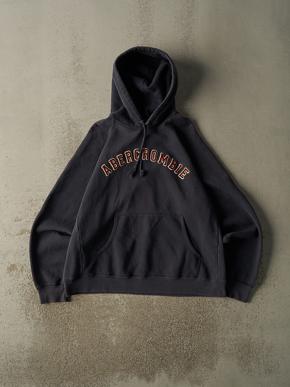 Vintage Y2K Navy Abercrombie Embroidered Hoodie (XL)