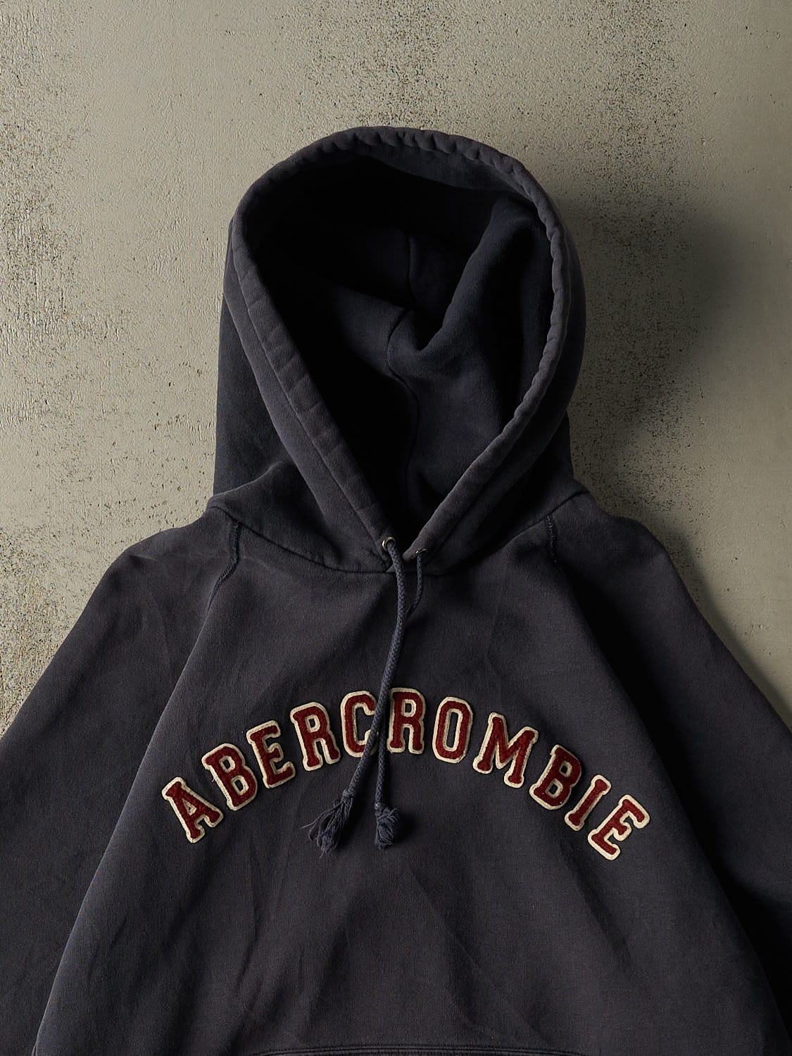 Vintage Y2K Navy Abercrombie Embroidered Hoodie (XL)