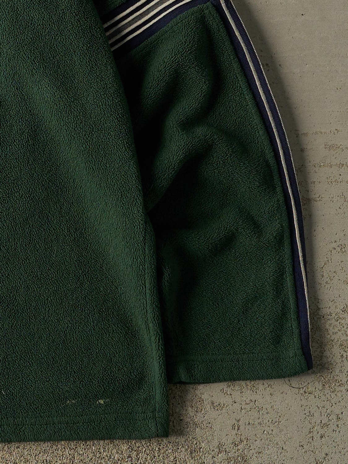 Vintage 90s Green Striped Fleece Long Sleeve (XL)