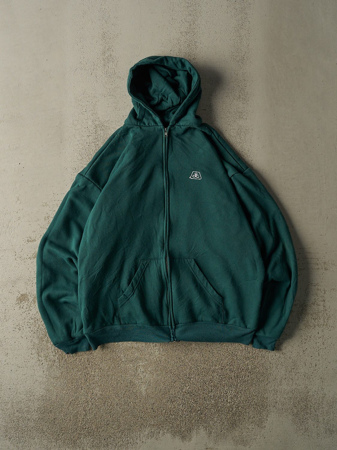 Vintage 90s Green Zip Up Heavyweight Hoodie (XXL)