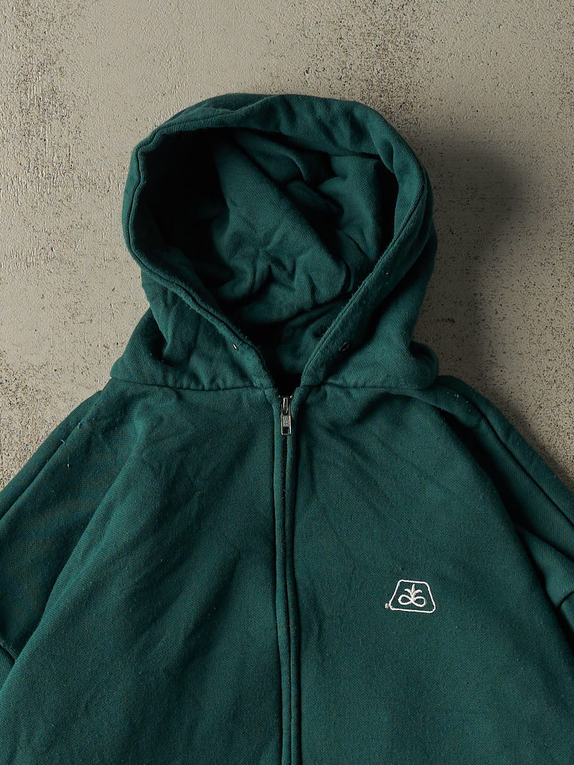 Vintage 90s Green Zip Up Heavyweight Hoodie (XXL)