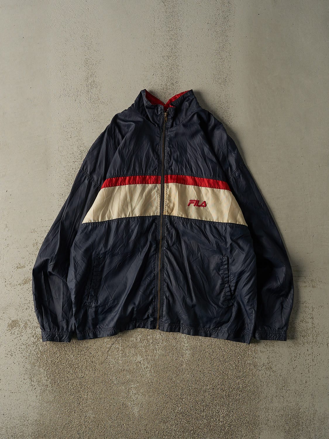 Vintage 90s Navy Blue Fila Windbreaker Jacket (XL/XXL)