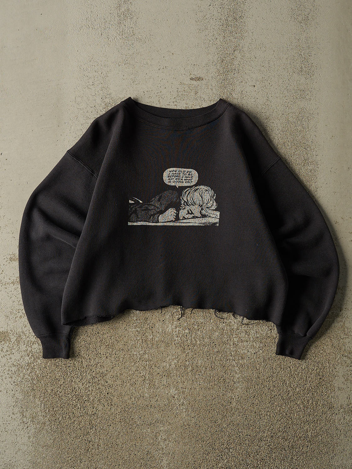 Vintage 90s Black "How Old Do I Have To Be" Cropped Crewneck (XS)