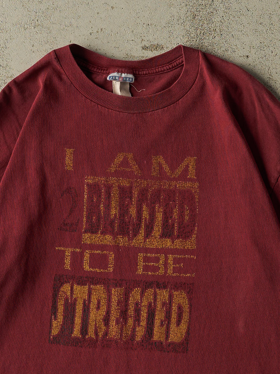 Vintage Y2K Burgundy "I Am 2 Blessed To Be Stressed" Tee (XL/XXL)
