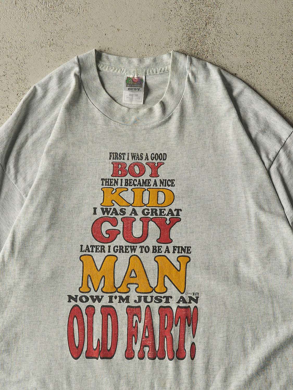 Vintage 90s Heather Grey "Now I'm Just An Old Fart" Tee (XXL)