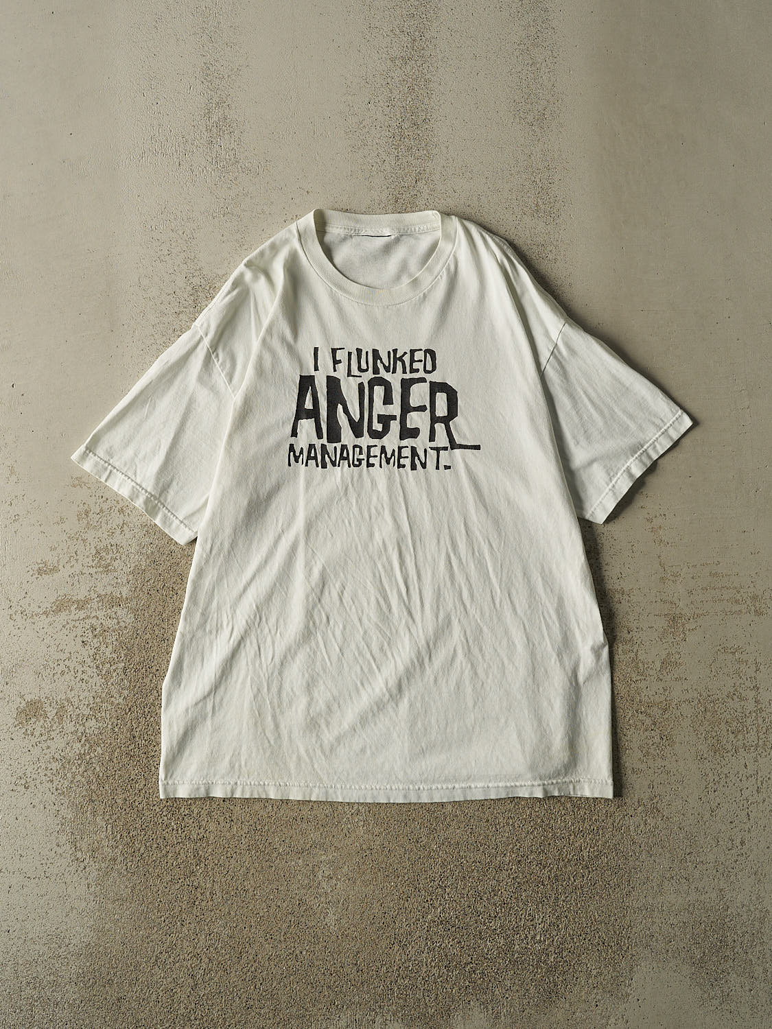 Vintage 90s White "I Flunked Anger Management" Tee (XL)