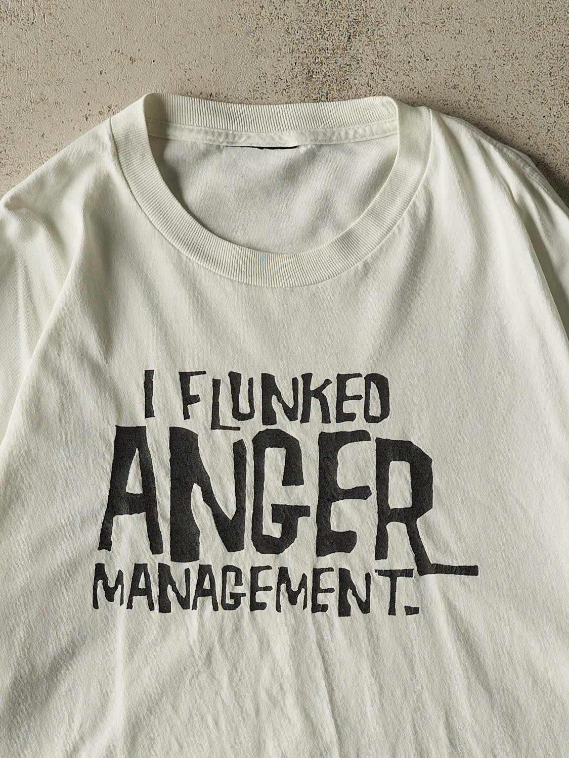 Vintage 90s White "I Flunked Anger Management" Tee (XL)