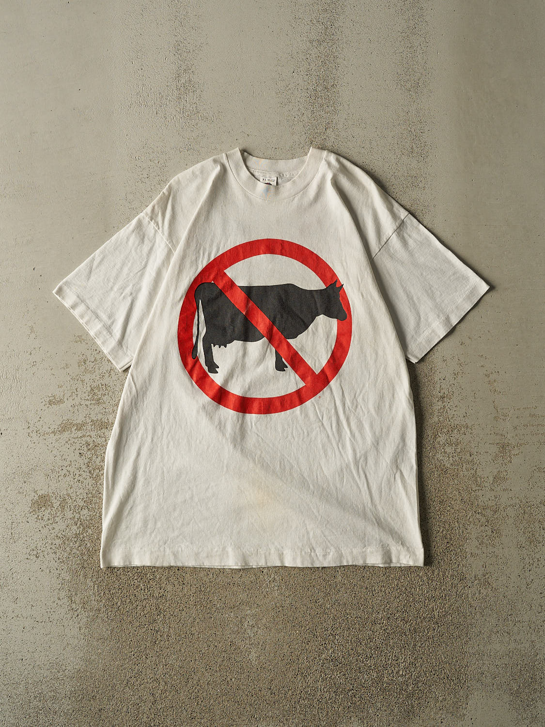 Vintage 90s White "Don't Have a Cow, Eat Vegetarian" Single Stitch Tee (L/XL)