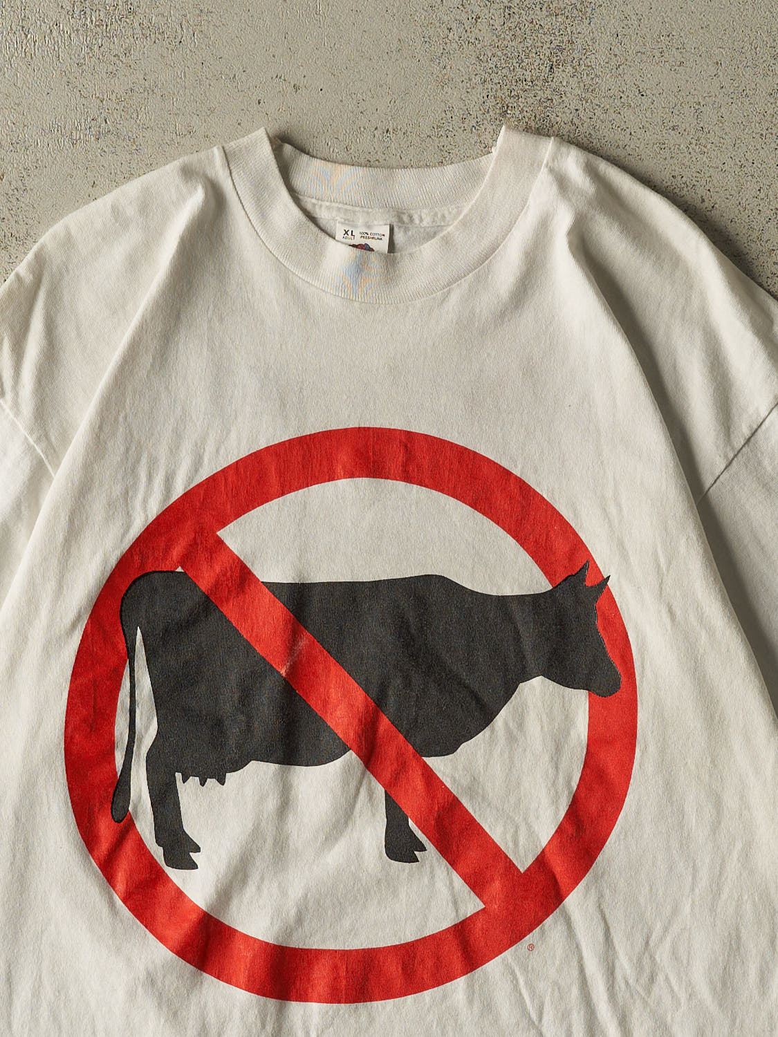 Vintage 90s White "Don't Have a Cow, Eat Vegetarian" Single Stitch Tee (L/XL)