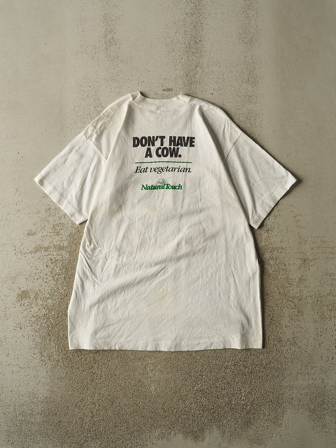 Vintage 90s White "Don't Have a Cow, Eat Vegetarian" Single Stitch Tee (L/XL)