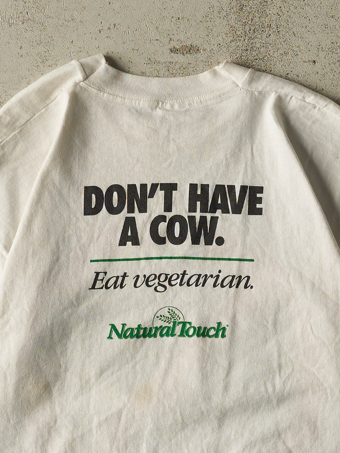 Vintage 90s White "Don't Have a Cow, Eat Vegetarian" Single Stitch Tee (L/XL)